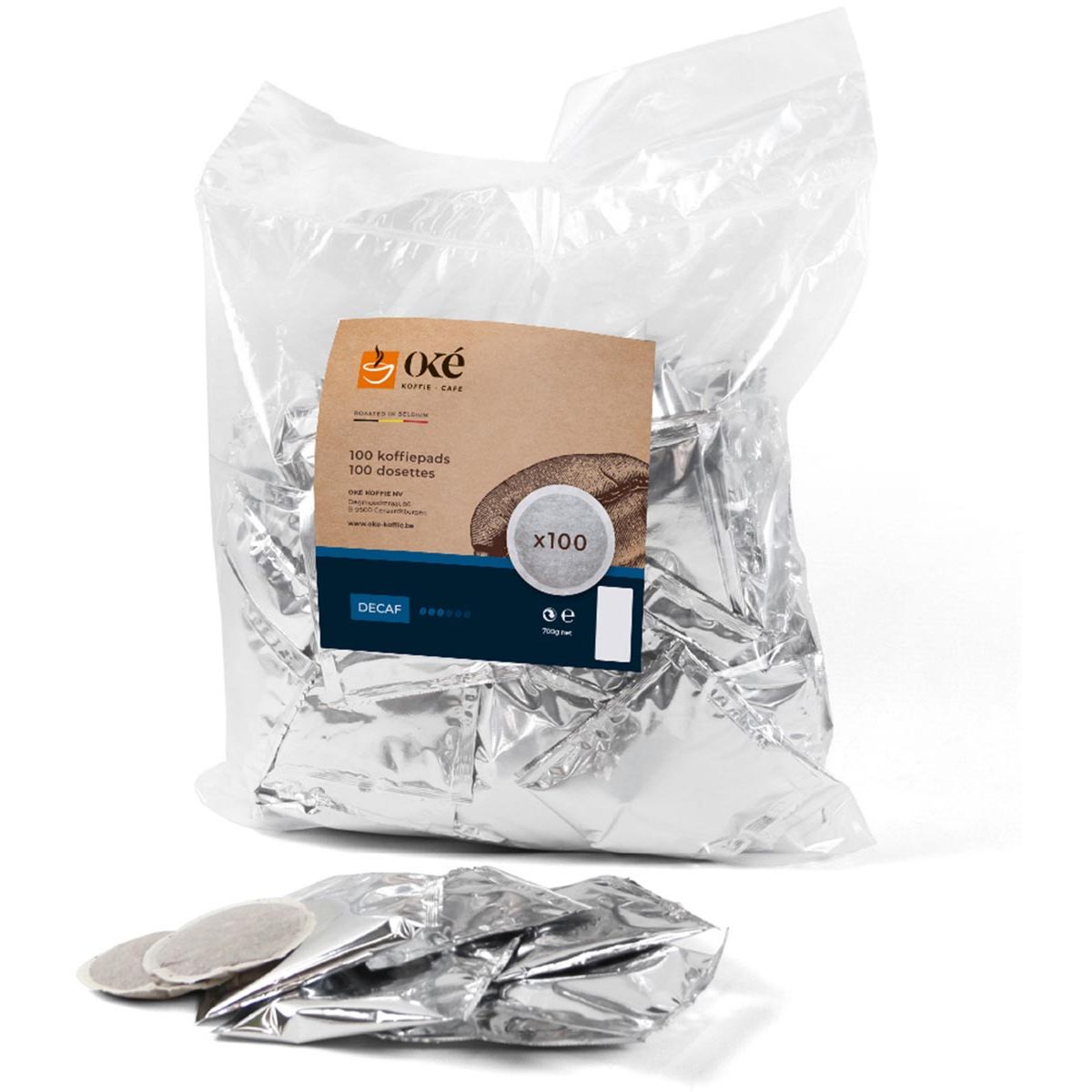 OKE Koffie - Oké koffiepads, o compatible, Décaf, pak van 100 pads