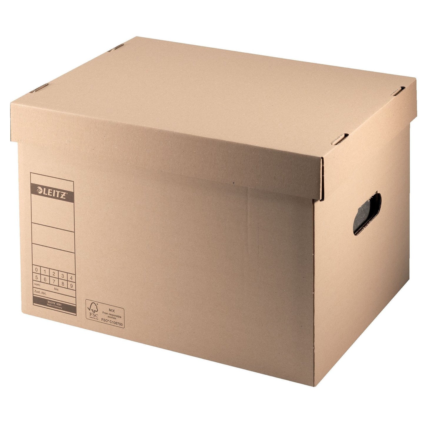 Leitz - Archiv- und Transportbox mit Deckel 335x280x440mm naturbraun | 10 Stück