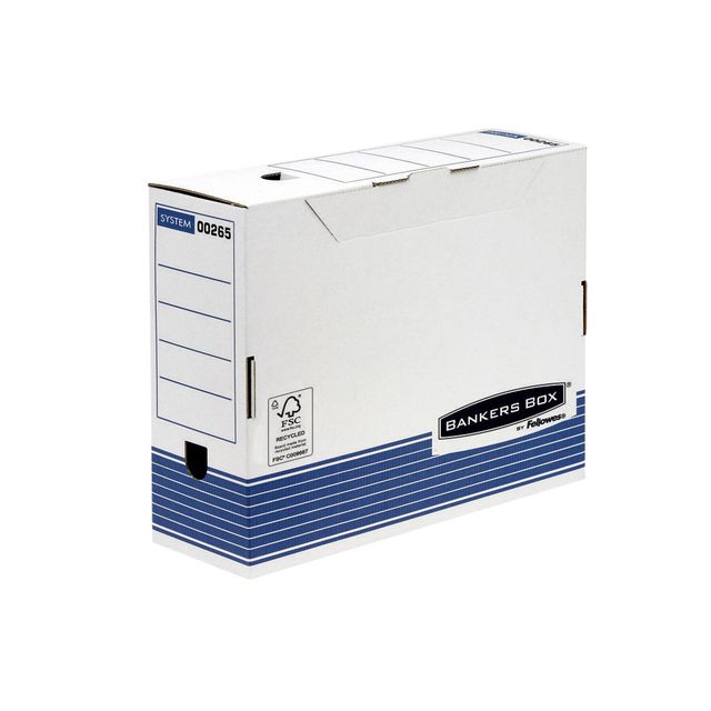 Bankers Box - Archiefdoos System A4 100mm wit blauw