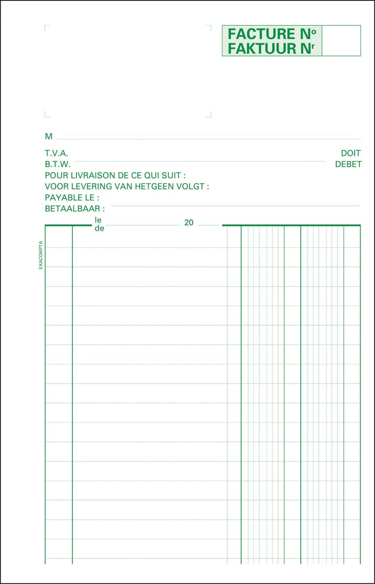 Exacompta - Rechnungsbuch, ft 21 x 13,5 cm, zweisprachig, Dupli (50 x 2 Blatt)