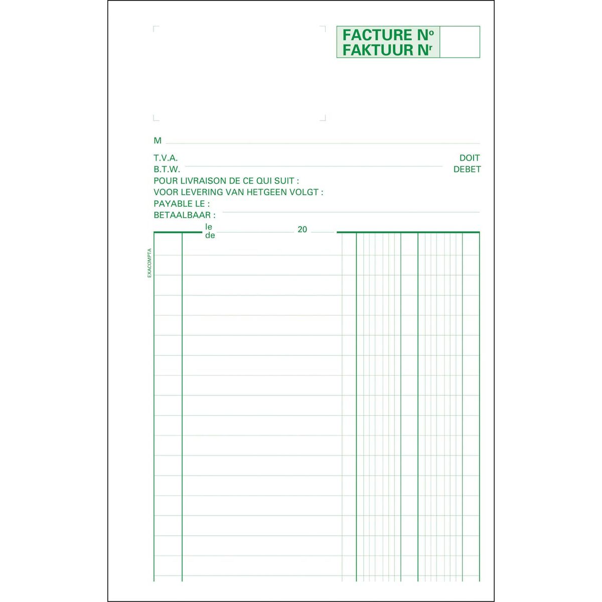 Exacompta - carnet de factures, pi 21 x 13,5 cm, bilingue, dupli (50 x 2 feuilles)