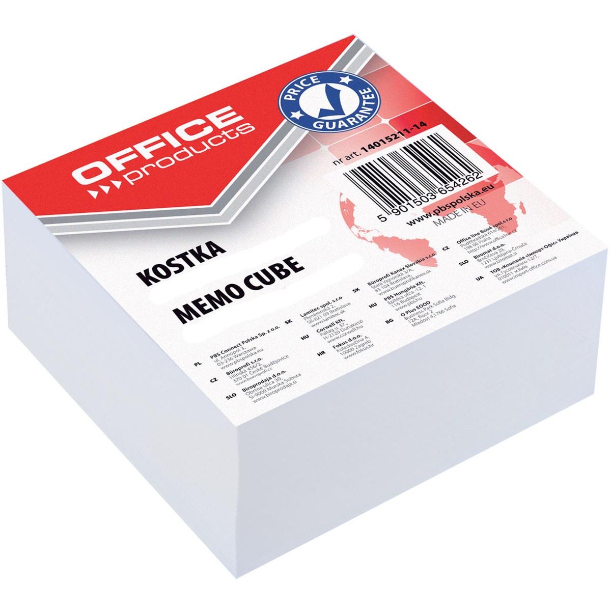 OFFICE products - memokubus, gelijmd, 8,5 x 8,5 x 4 cm, wit