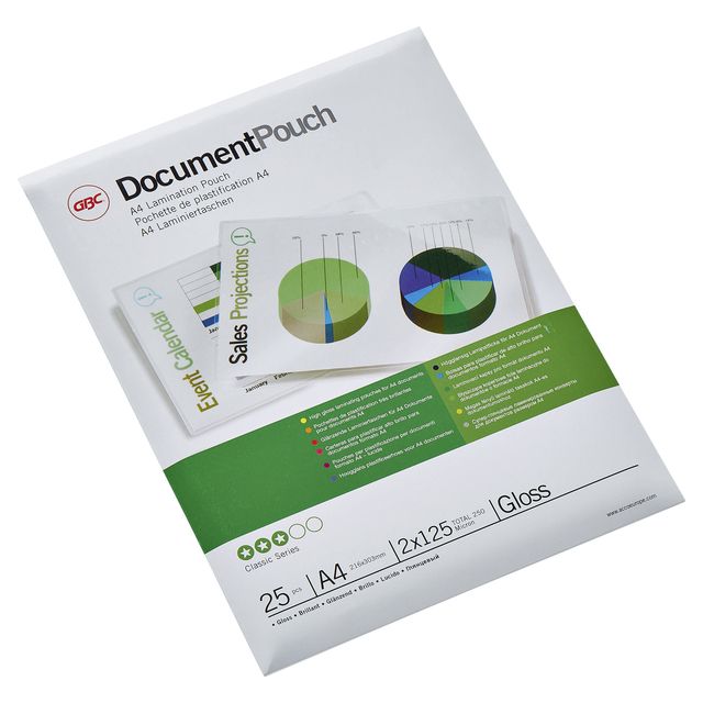 GBC - Pochette de plastification a4 2x125microns brillant