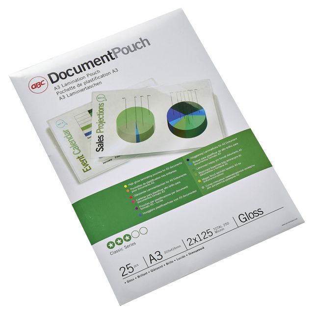 GBC - Pochette à plastifier a3 2x125microns brillant