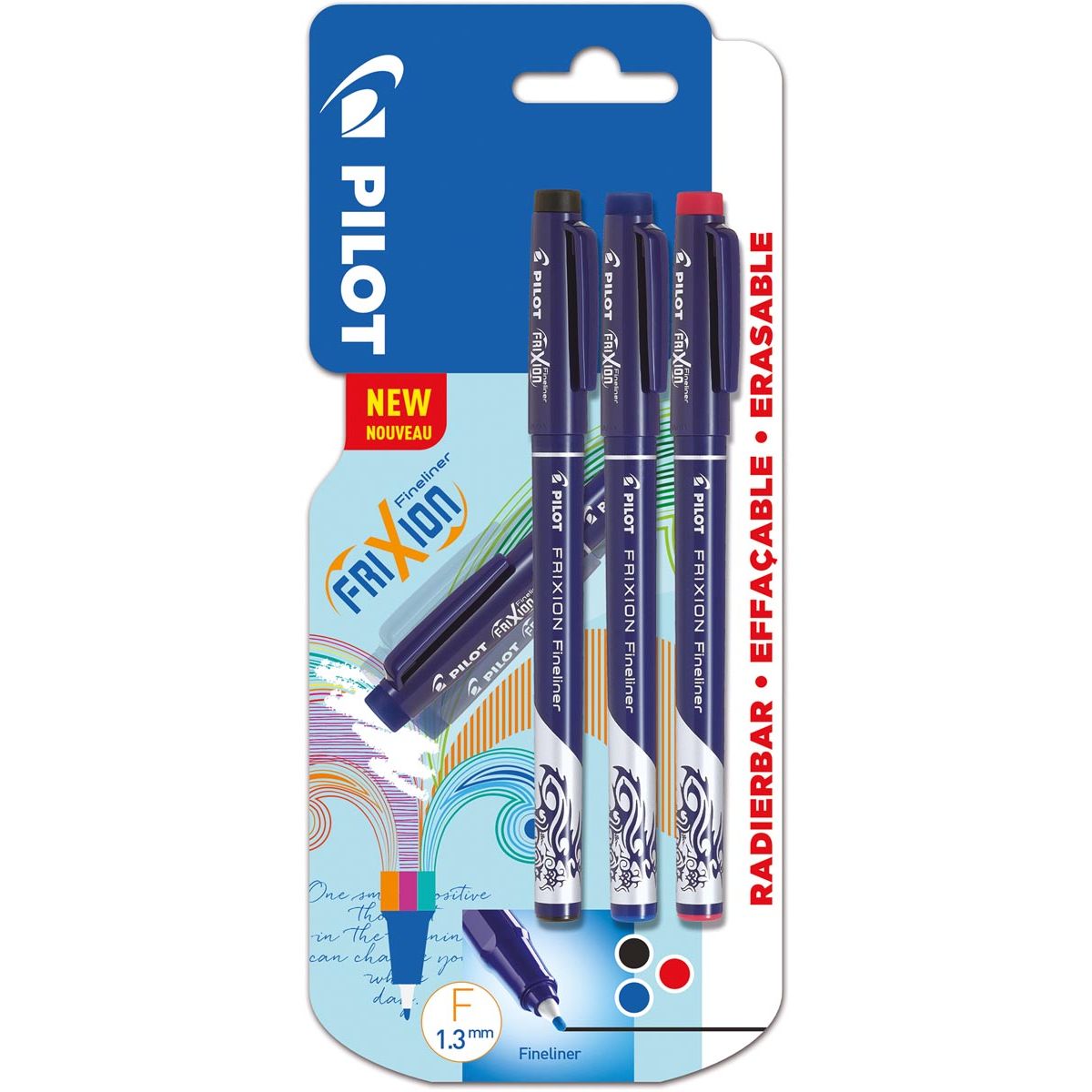 Pilot - feutre fin Frixion Basic, couleurs assorties, lot de 3 pièces