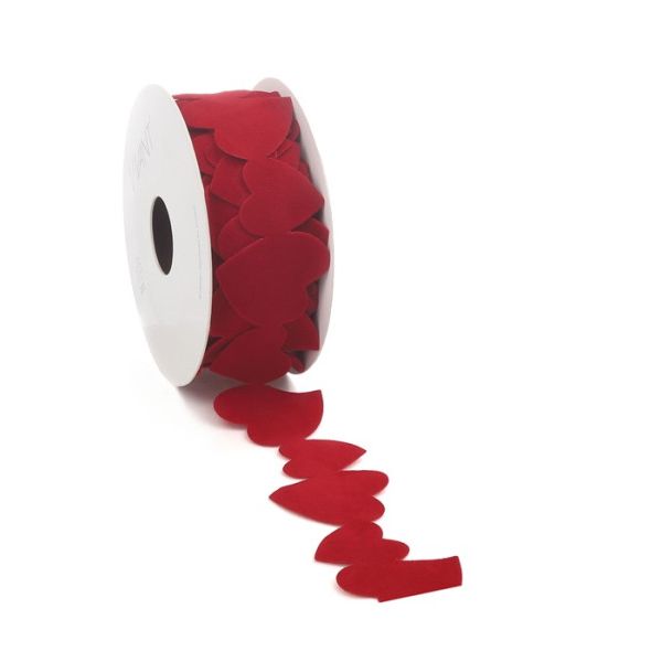 Ruban Ruban Vellu coeur rouge 38,5 mm x 5 mètres