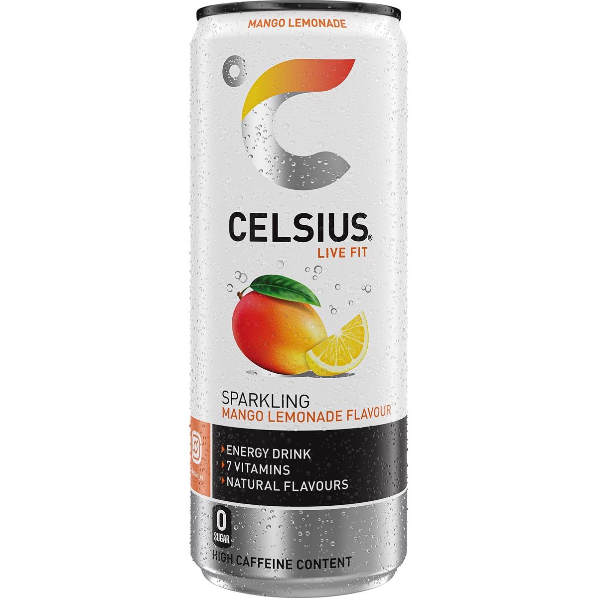 Celsius - Mango Lemonade, blik van 25 cl, pak van 12 stuks