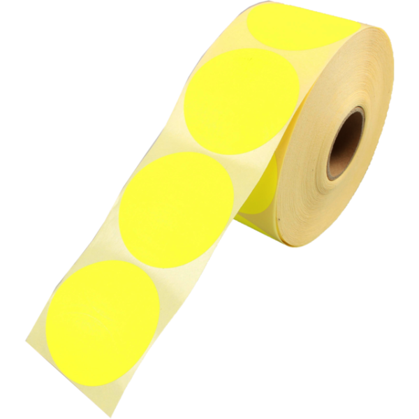 Klika - Etikett | Werbeetikett | Papier | dauerhaft | ∅62mm | Fluor/Gelb | Rolle mit 1500 Stück