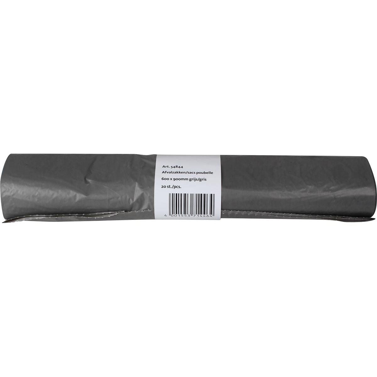 Klika - Sac poubelle 25 microns, pi 60 x 90 cm, 70 litres, gris, rouleau de 20 pièces