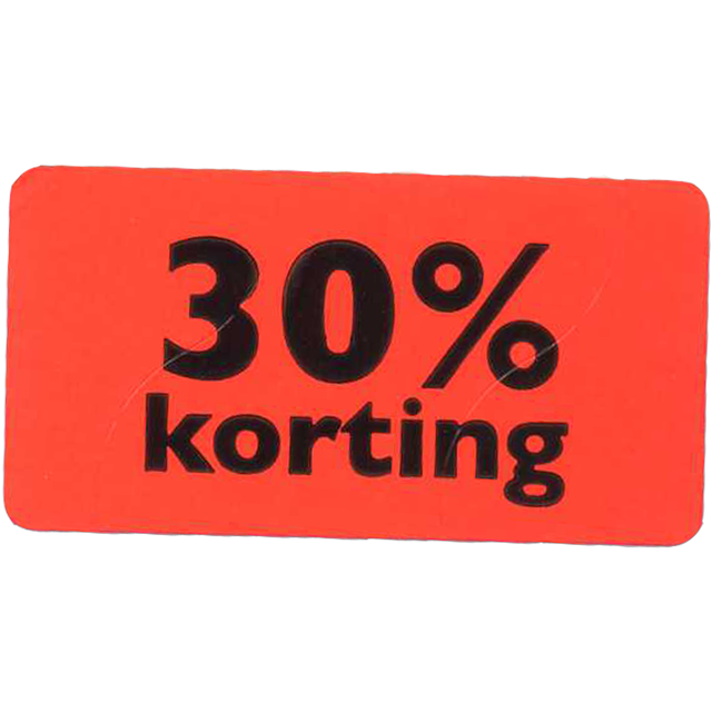 Klika - Etiket | Reclame-etiket | papier | 30% korting | permanent | 47x25mm | fluor/rood | rol à 1000 stuks