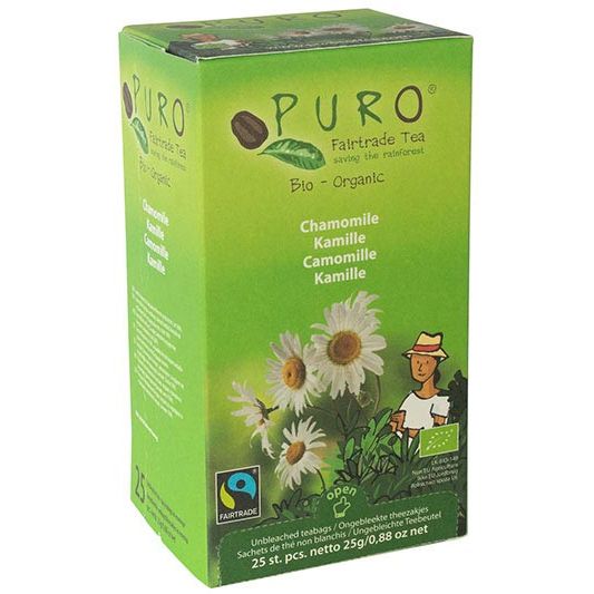 Puro - Thé Camomille bio, commerce équitable, paquet de 25 sachets