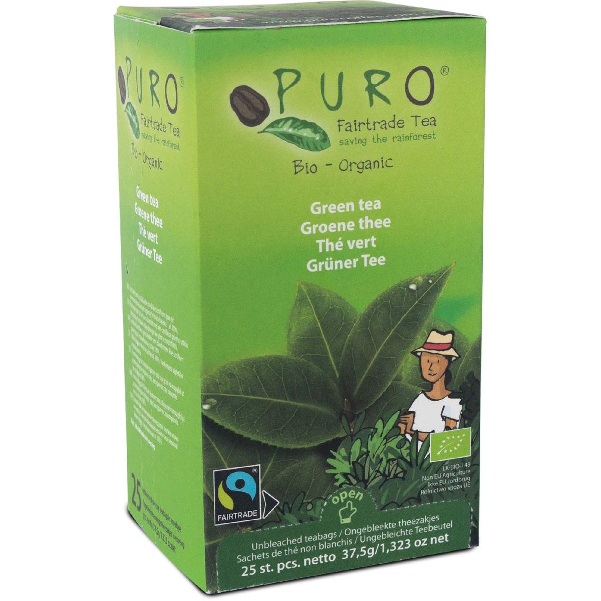 Puro - Bio thee, groene thee, fairtrade, pak van 25 zakjes