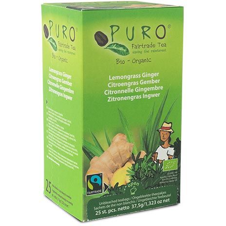 Puro - Bio thee Gember Citroengras, fairtrade, pak van 25 zakjes