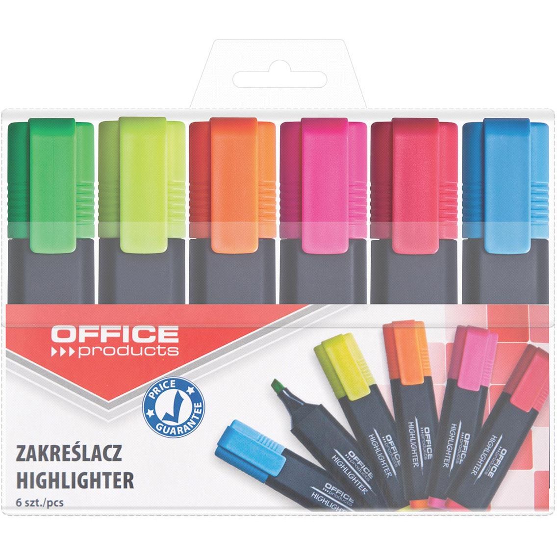 OFFICE products - markeerstift, 1-5 mm, geassorteerde kleuren, etui van 6 stuks