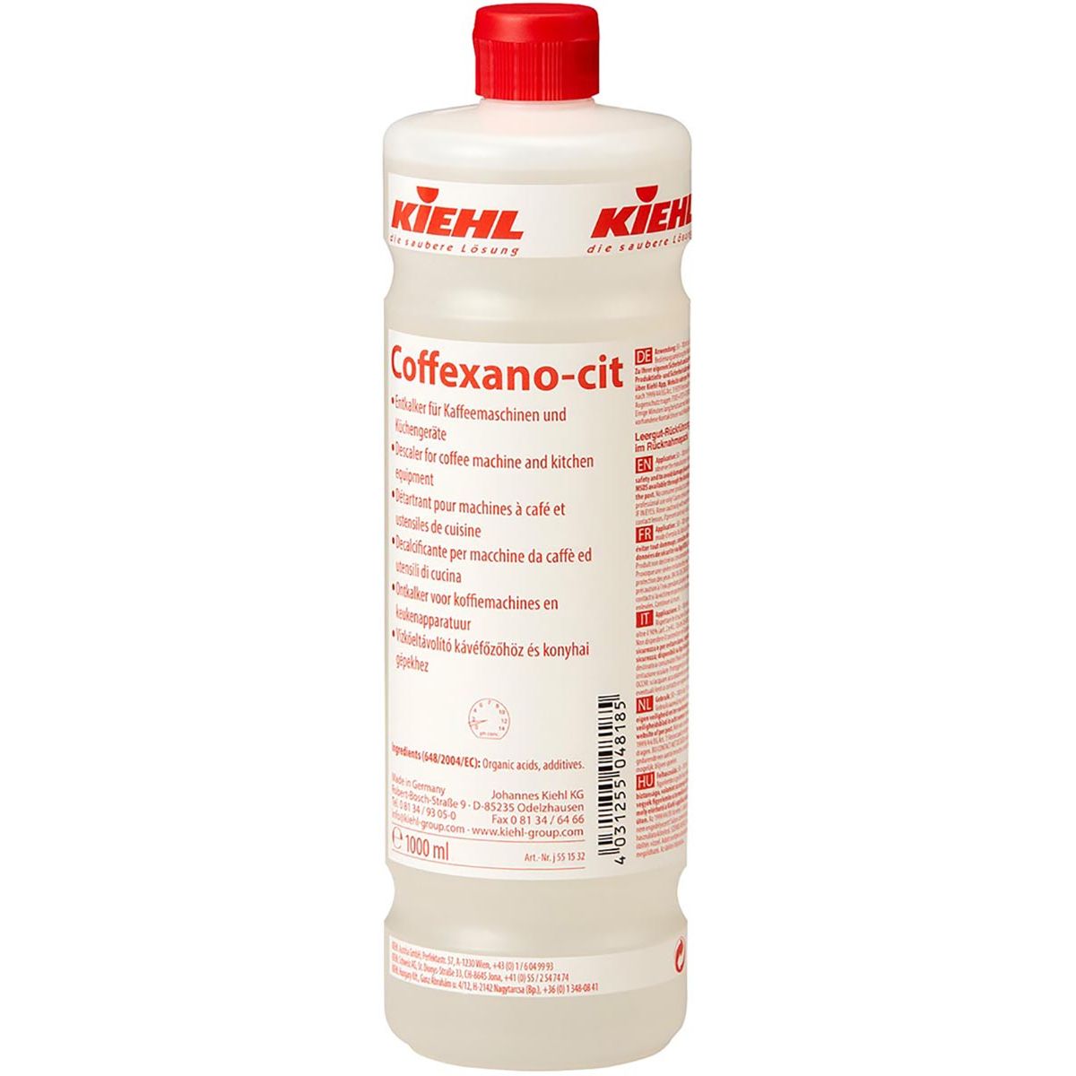 Kiehl - ontkalker Coffexano-Cit, voor koffiemachines en keukenapparatuur, fles van 1 liter