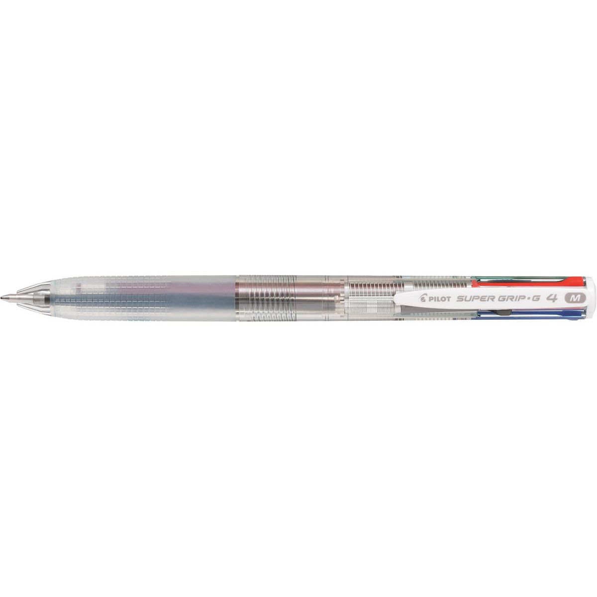 Pilot - Super Grip G-4 4-kleurenbalpen, medium, klassieke inktkleuren, transparant lichaam