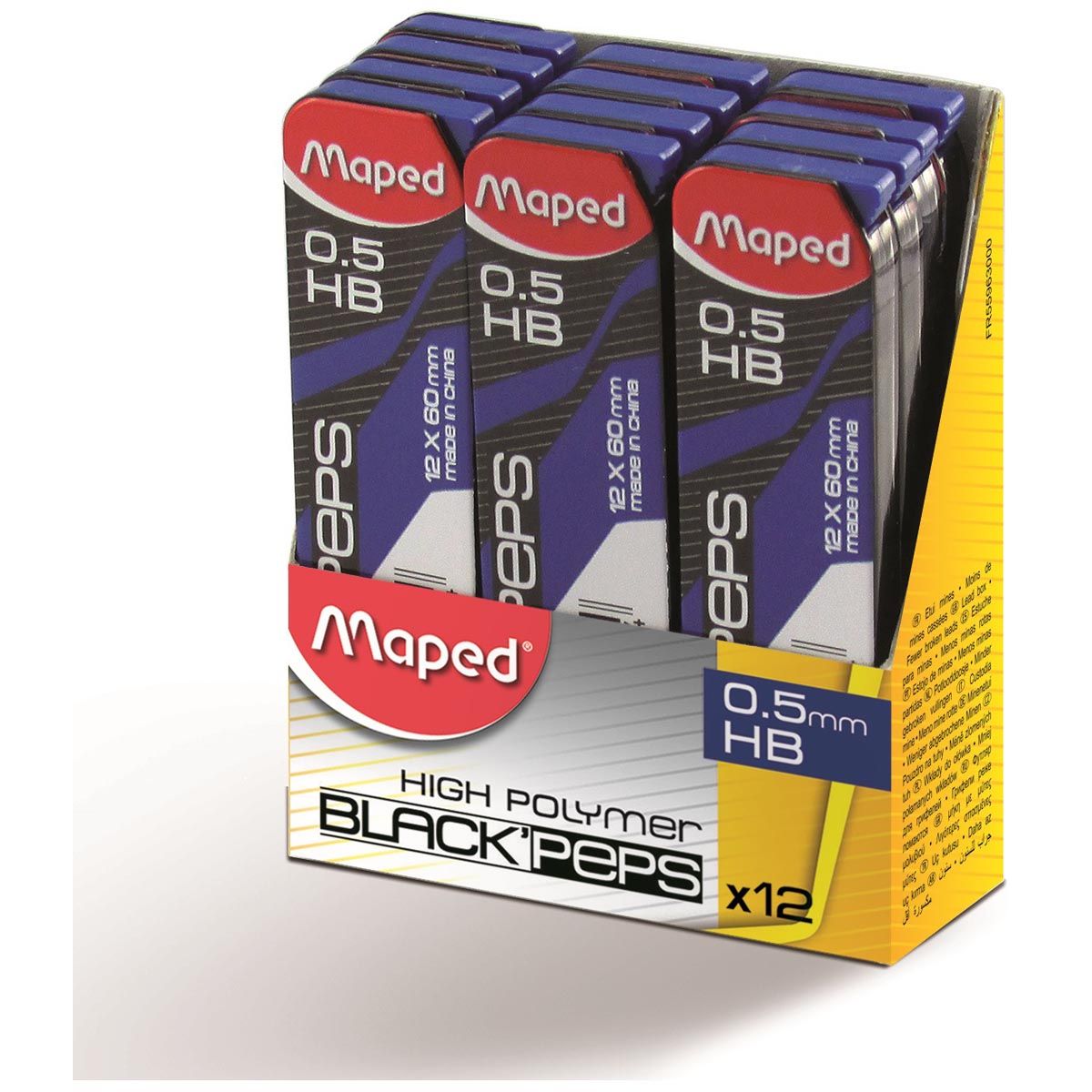 Maped - Black'peps potloodstiften, 0,5 mm, HB, doos van 12 stuks