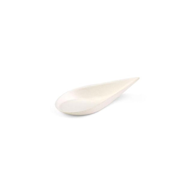 Senza cuillère à amuse-gueule en canne à sucre goutte 102 x 51 x h28mm rétrécissement de 40 pièces