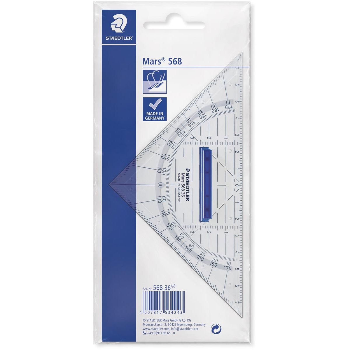 Staedtler - geodriehoek, ft 16 cm, met afneembaar handvat