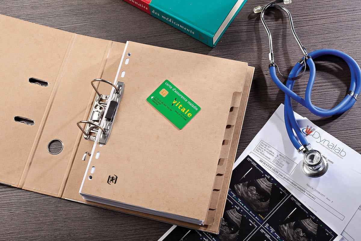 Oxford - onglets, en carton, ft A4, non imprimés, perforation 11 trous, 10 onglets