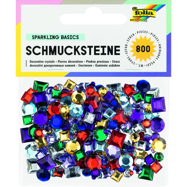 Folia Paper - Glitter steentjes Folia 800 stuks diverse kleuren en afmetingen | 10 stuks