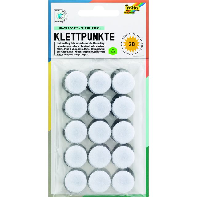 Folia Paper - Velcro Folia rond 2cm 15 pièces noir 15 pièces blanc | 10 pièces