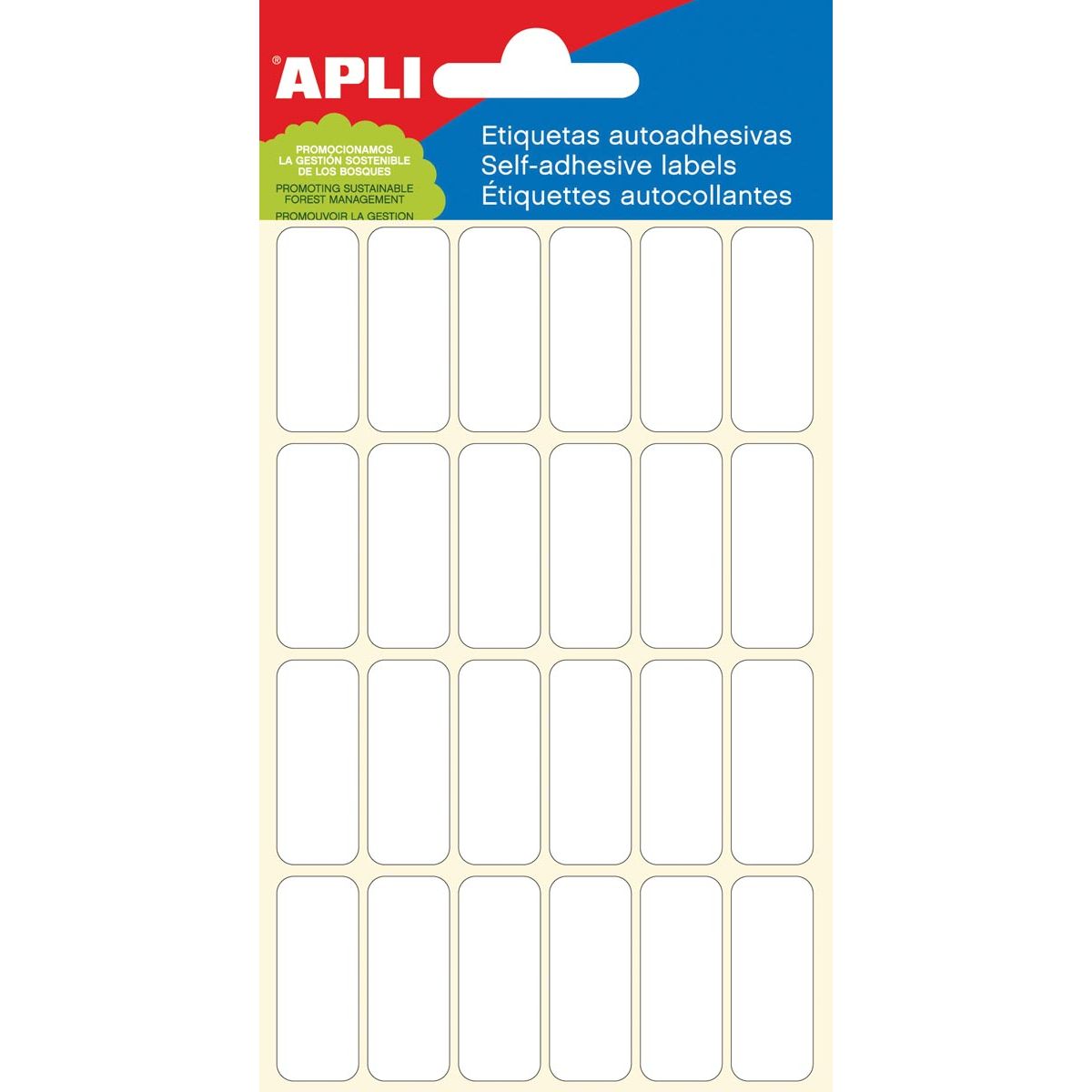 Apli - étiquettes blanches pi 12 x 30 mm (l x h), 144 pièces, 24 par feuille (2671)