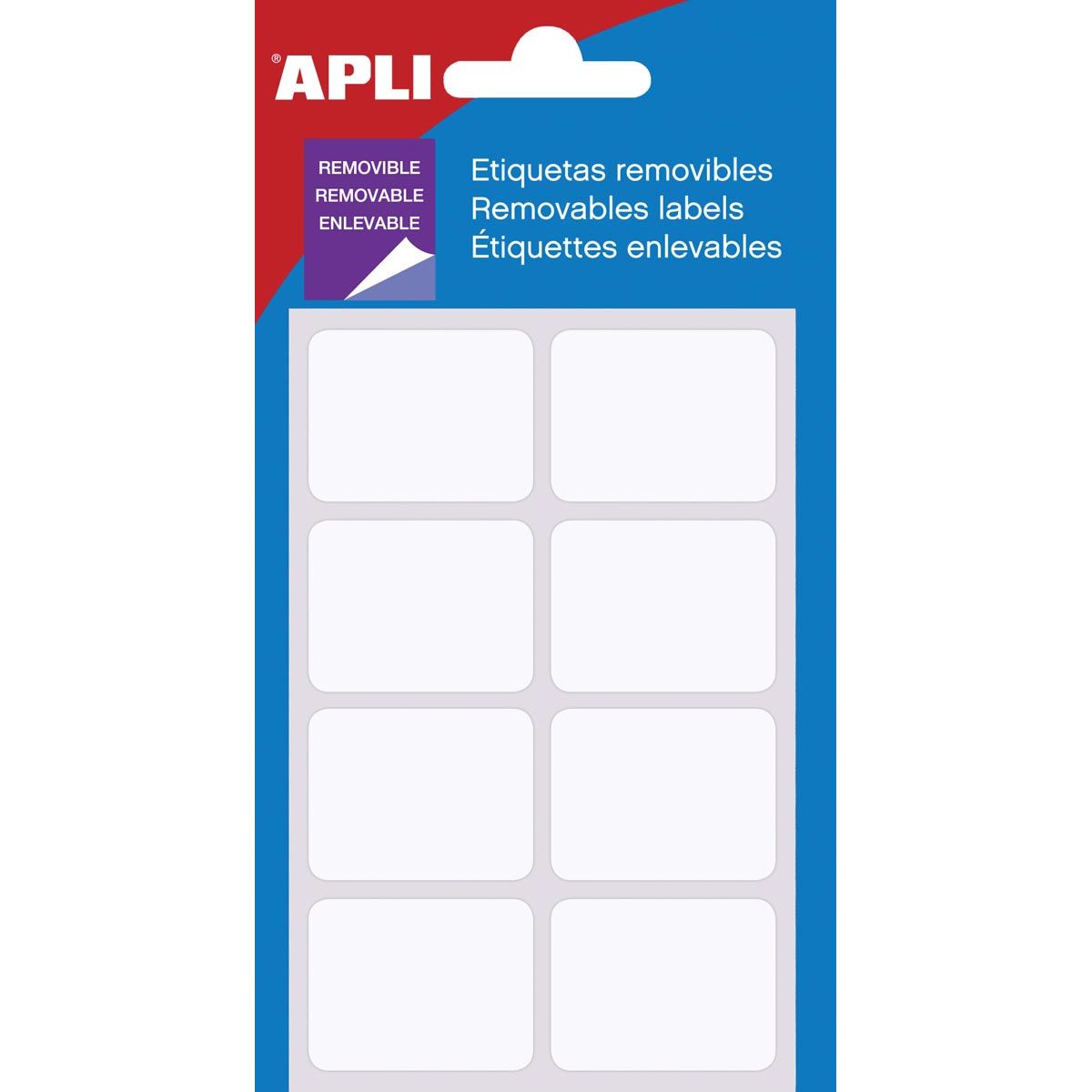 Apli - Étiquettes blanches amovibles pi 25 x 40 mm (l x h), 56 pièces, 8 par feuille (1895), pochette de 7 feuilles