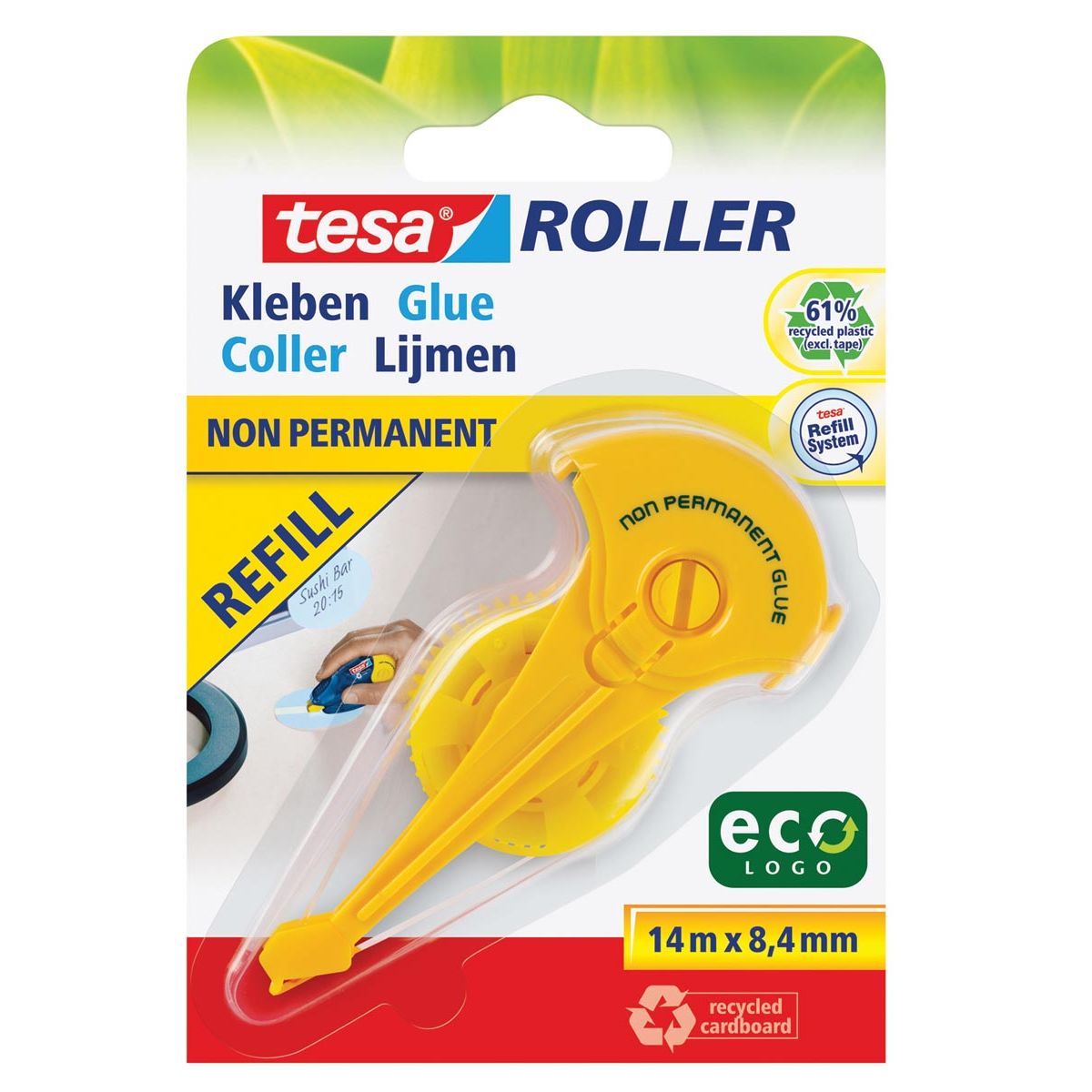 Tesa - Roller navulling lijmroller niet-permanent ecoLogo, op blister