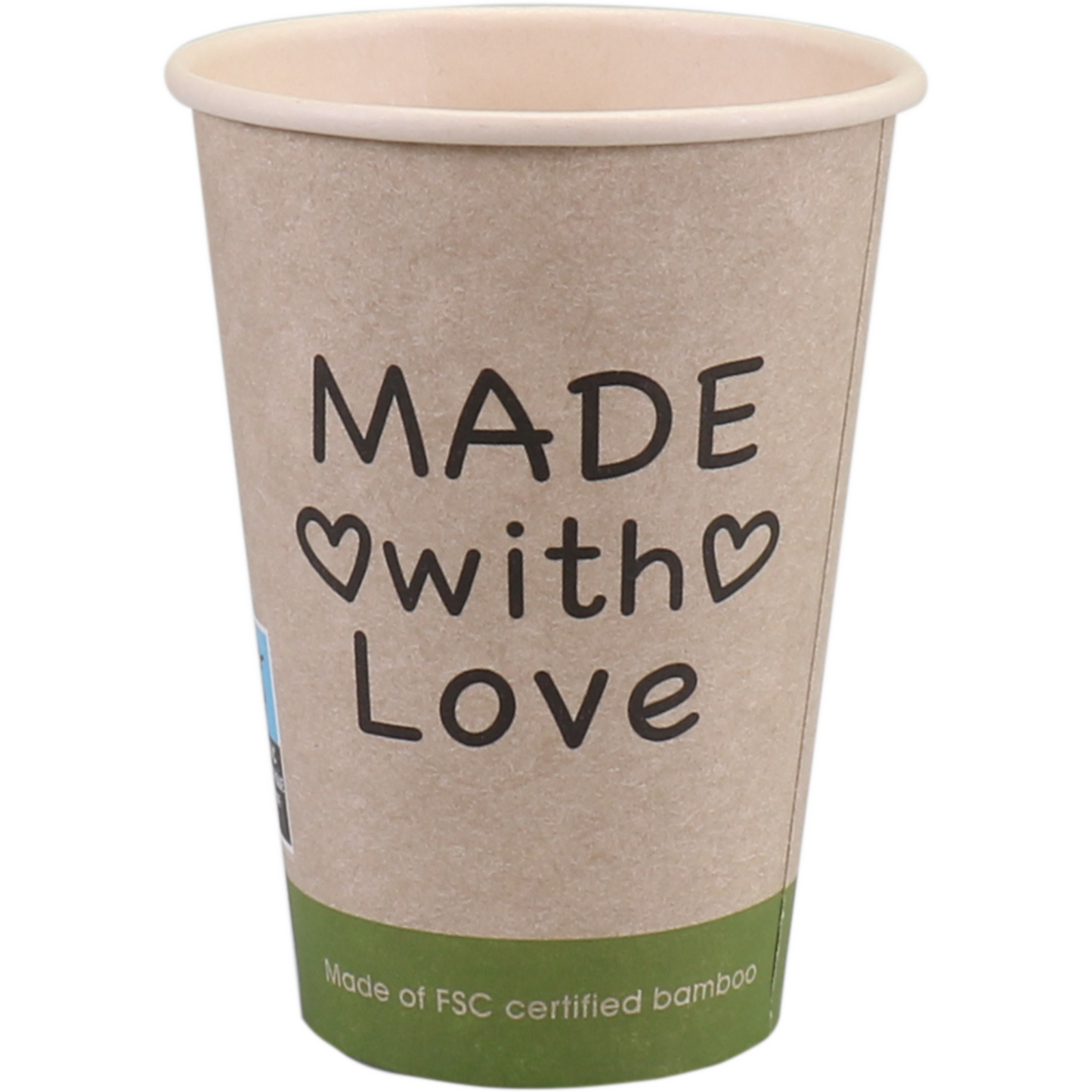 Klika - Beker | Made with Love | Bamboepapier + PE | 180ml | 7.5oz | Ø70.3mm | 1000 stuks
