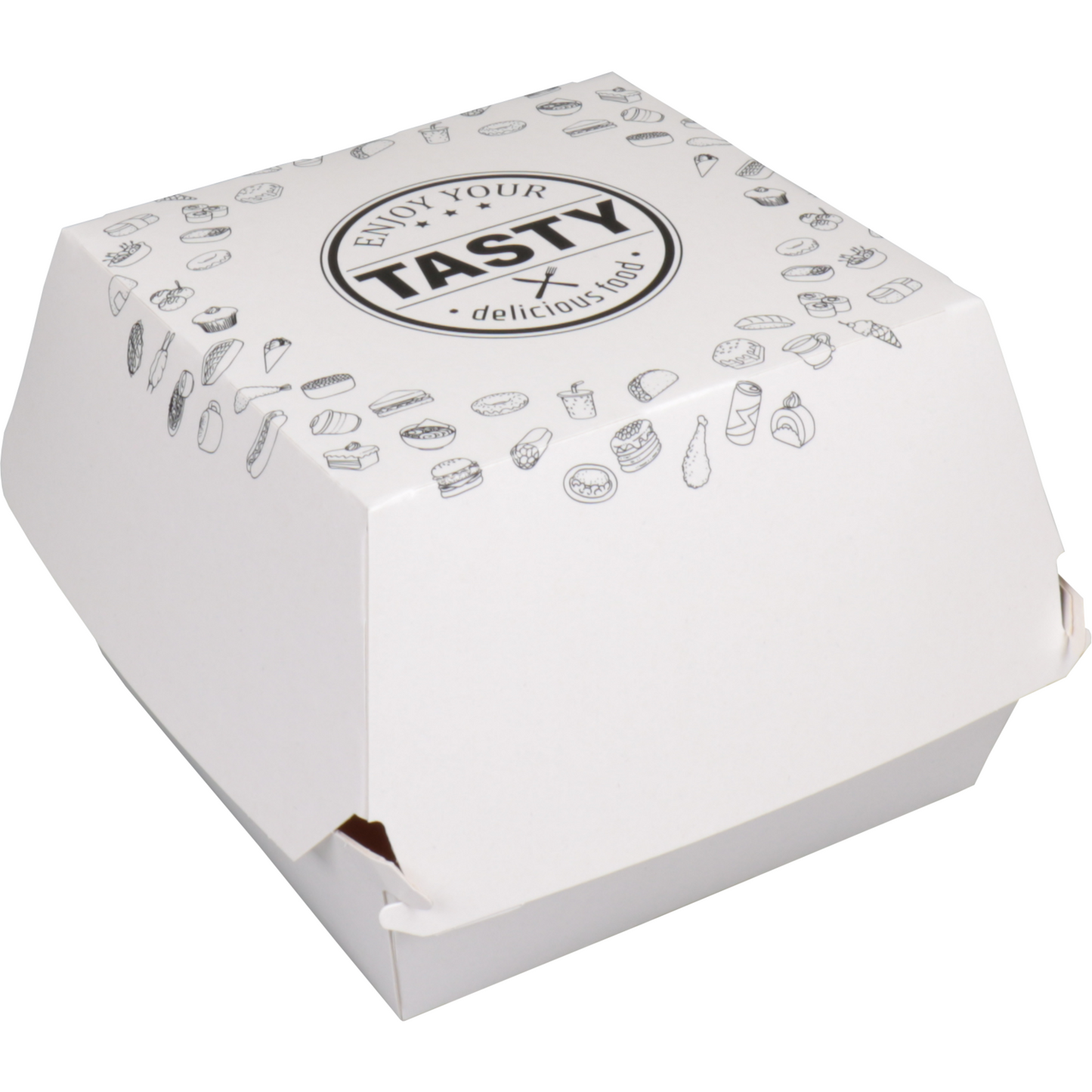 Klika - Bak | Karton + kleicoating | TASTY | hamburgerbak | 120x120x100mm | wit | 300 stuks