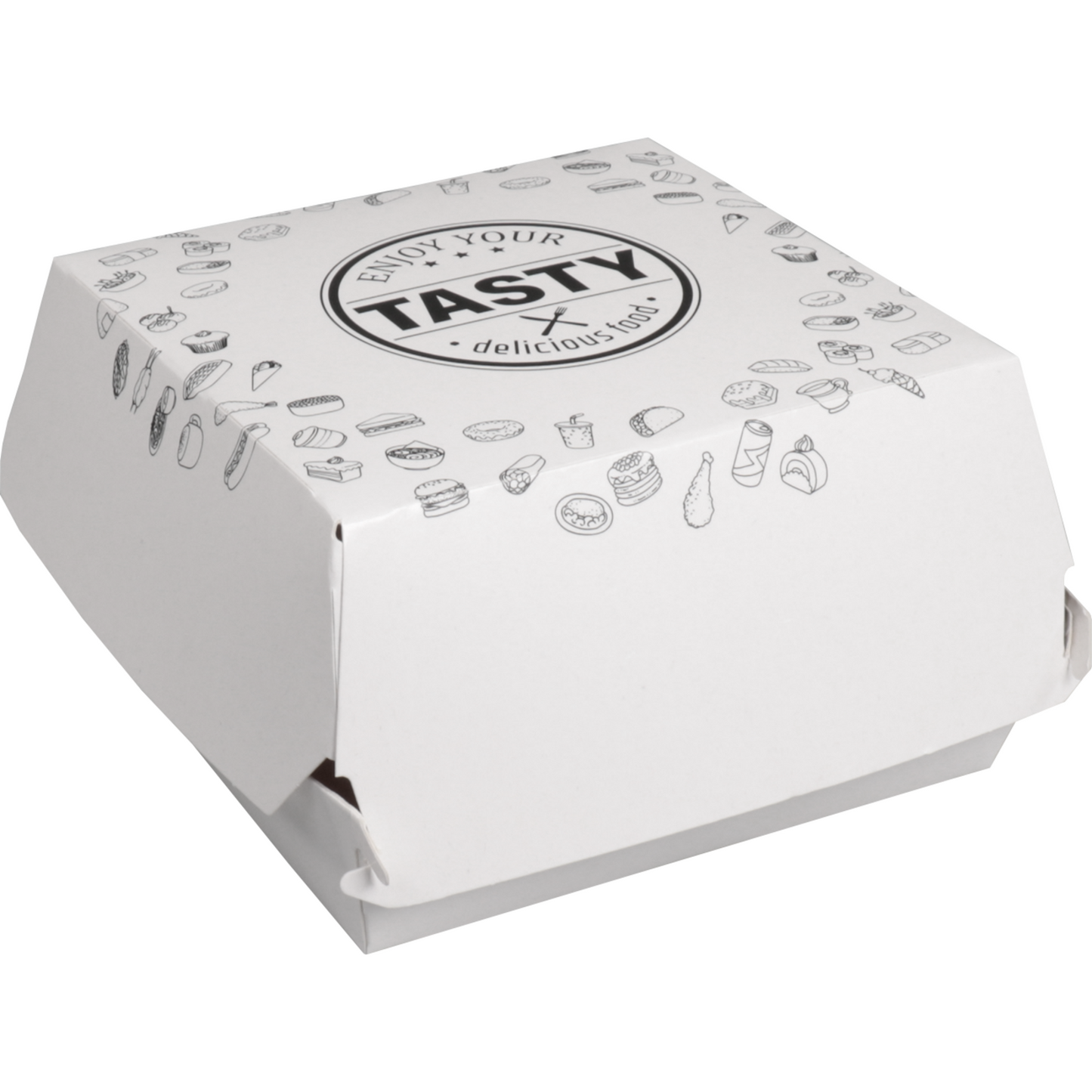 Klika - Bak | Karton + kleicoating | TASTY | hamburgerbak | 115x115x70mm | wit | 300 stuks