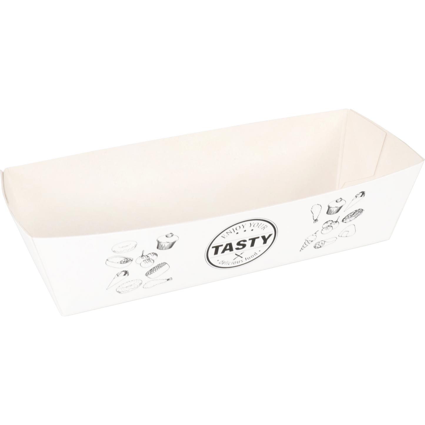 Klika - Bak | Karton + kleicoating | A5 | TASTY | snackbak | 105x33x30mm | wit | 400 stuks