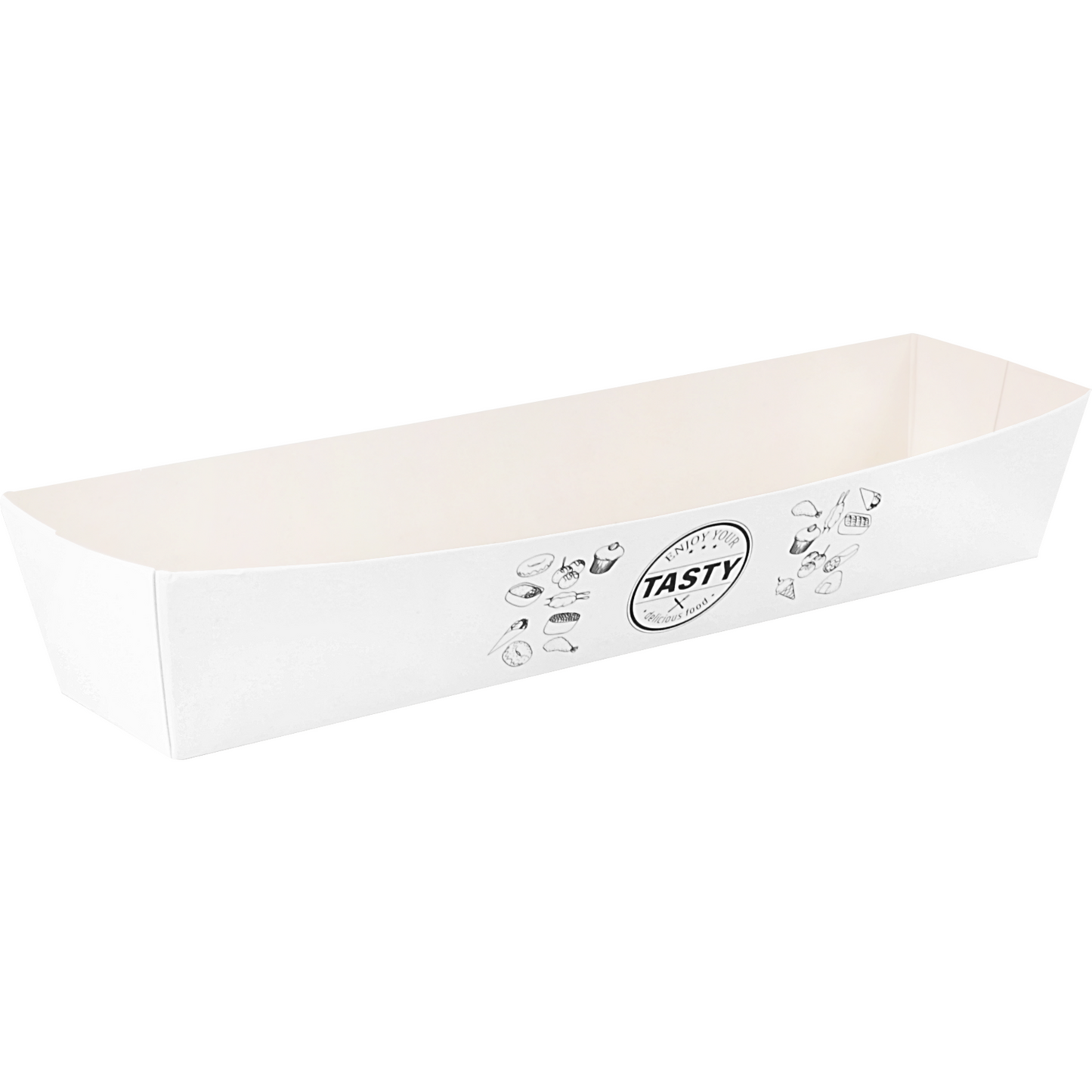 Klika - Bak | Karton + kleicoating | A16n | TASTY | snackbak | 185x33x35mm | wit | 400 stuks