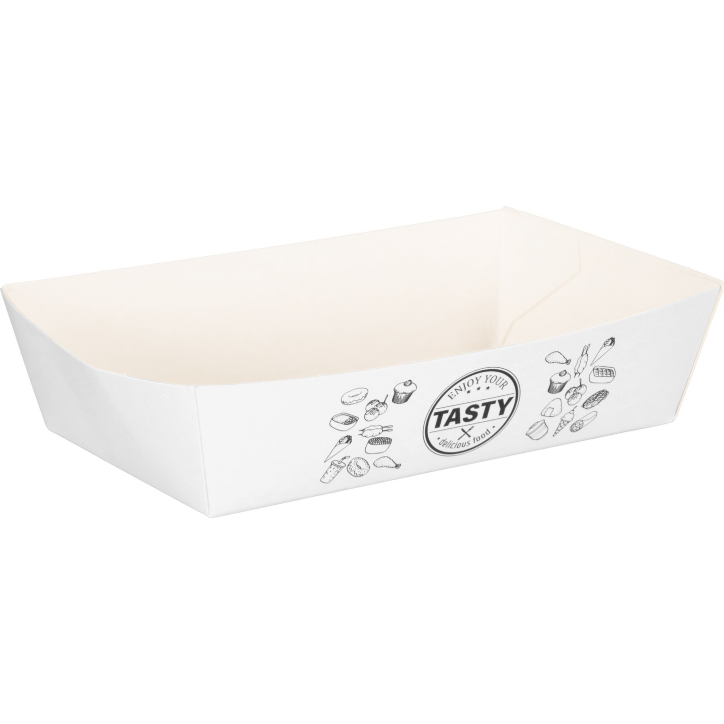 Klika - Bak | Karton + kleicoating | A13 | TASTY | snackbak | 130x77x35mm | wit | 400 stuks
