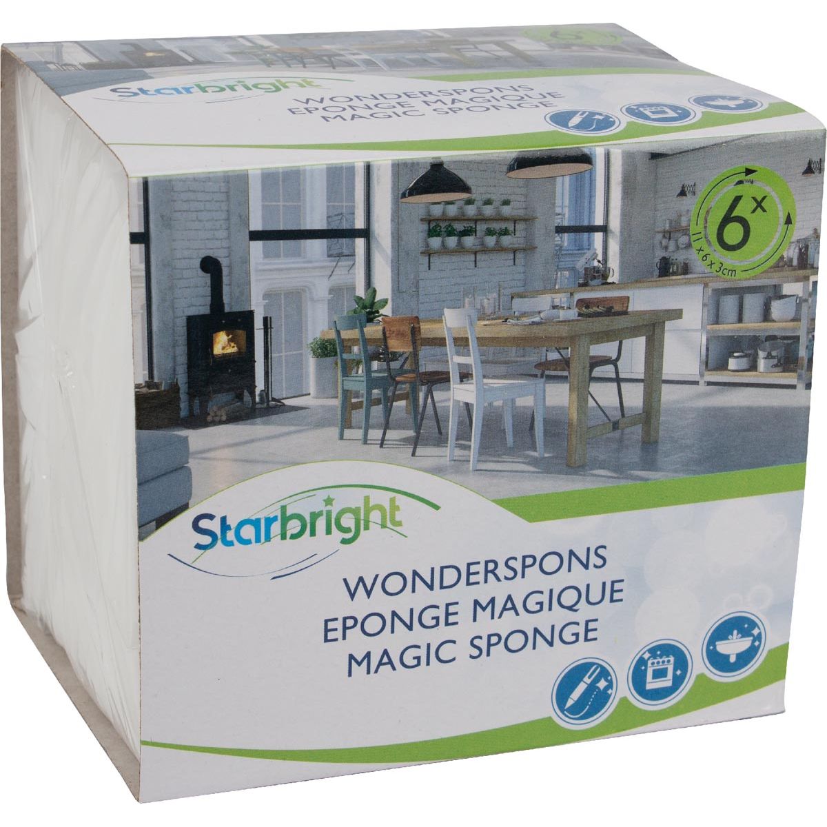 Klika - Wonderspons Melamine, pak van 6 stuks