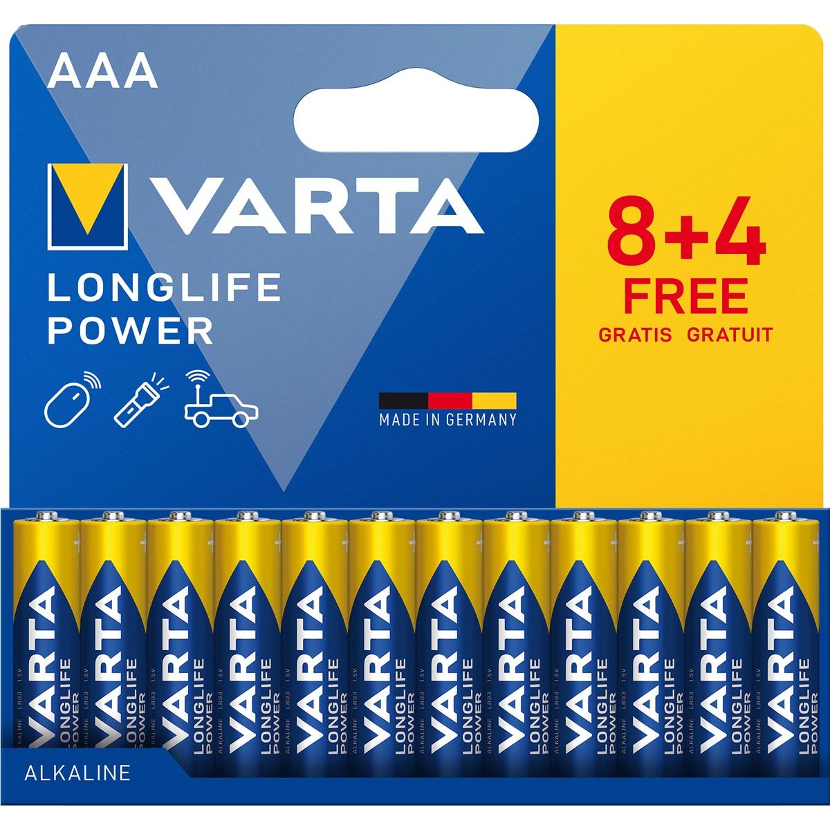 Varta - batterij Longlife Power AAA, blister van 8 + 4
