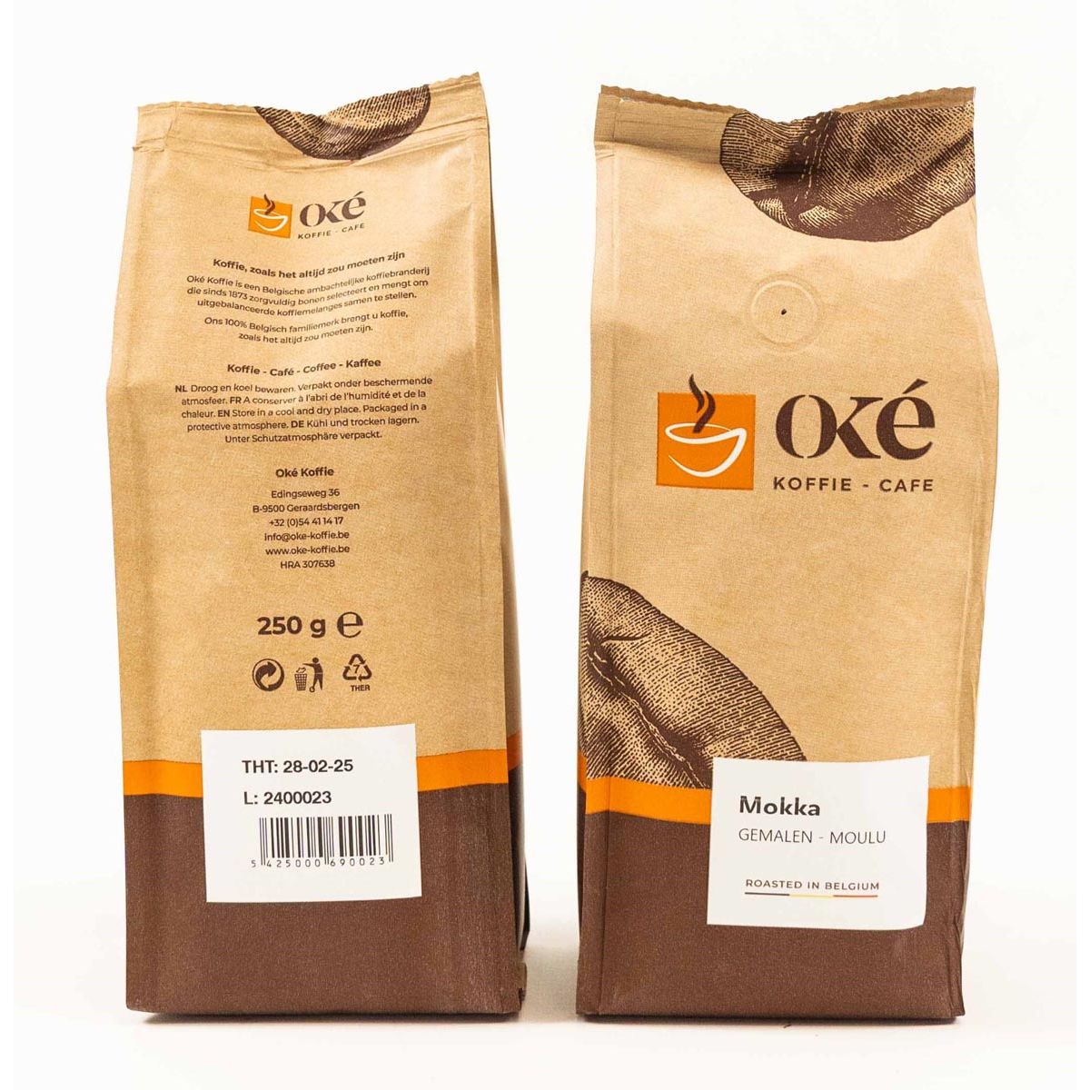 OKE Coffee - OK Kaffee, gemahlen, Packung mit 250 g, Mokka