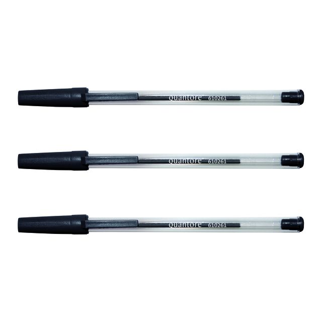 Quantore - Balpen stick zwart | 500 stuks