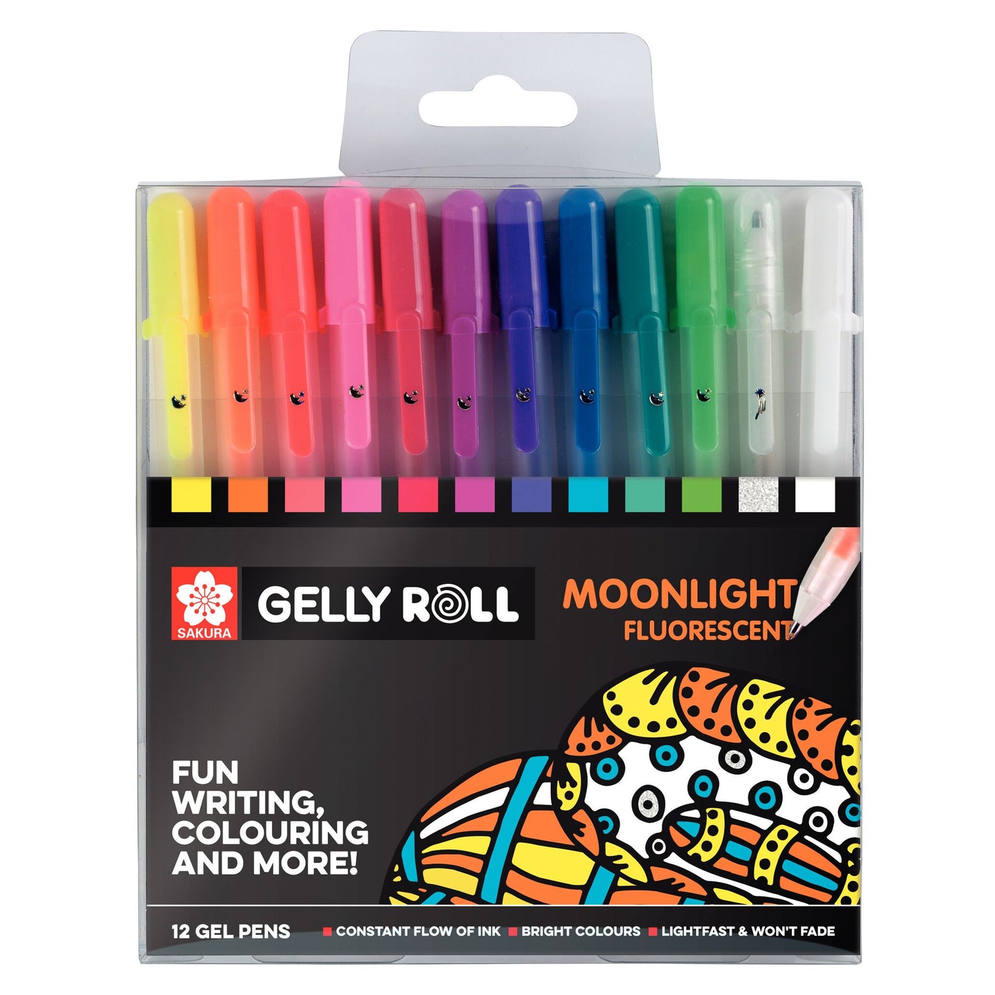Sakura - Gel Writer Gelly Roll Moonlight fluoreszierendes Set mit 12 Farben | 6 Stück