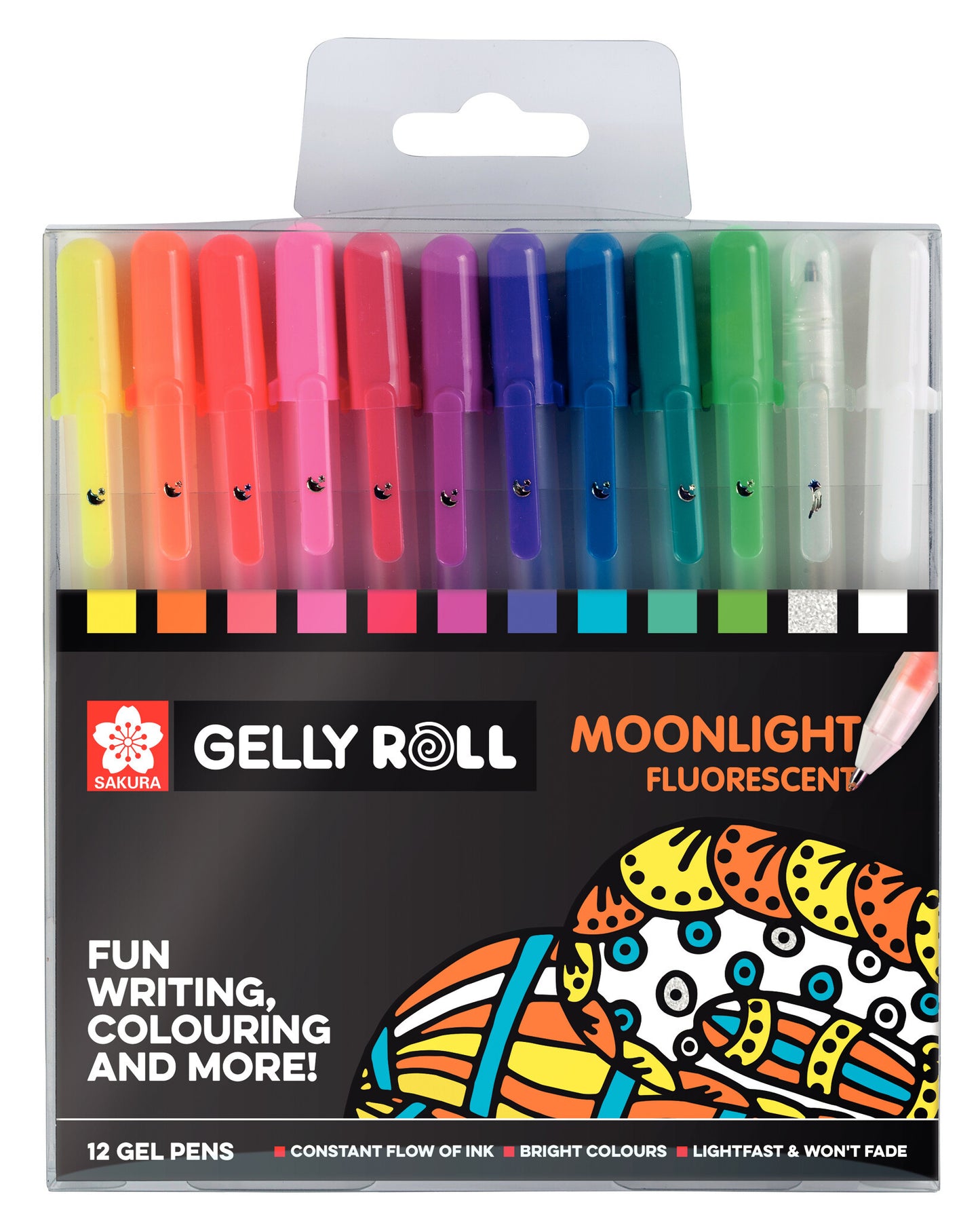 Sakura - Gel Writer Gelly Roll Moonlight fluorescent lot de 12 couleurs