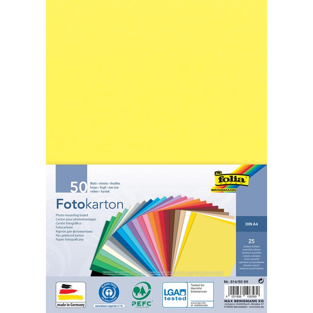 Folia - Fotokarton A4 Packung à 50 Blatt sort