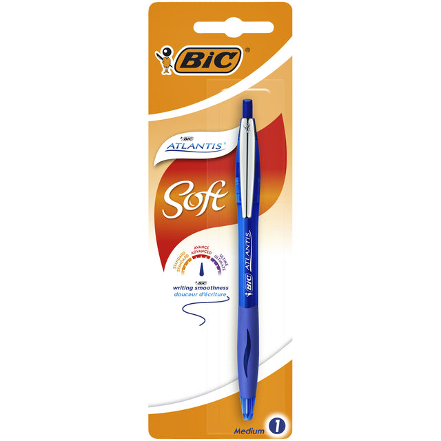 Bic - Stylo bille atlantis soft clic m bleu | 20 pièces