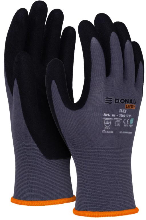 DONAU SAFETY - veiligheidshandschoenen Flex, grijs, S, maat 7