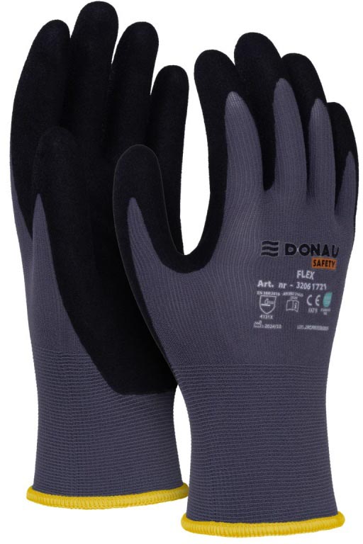DONAU SAFETY - veiligheidshandschoenen Flex, grijs, M, maat 8