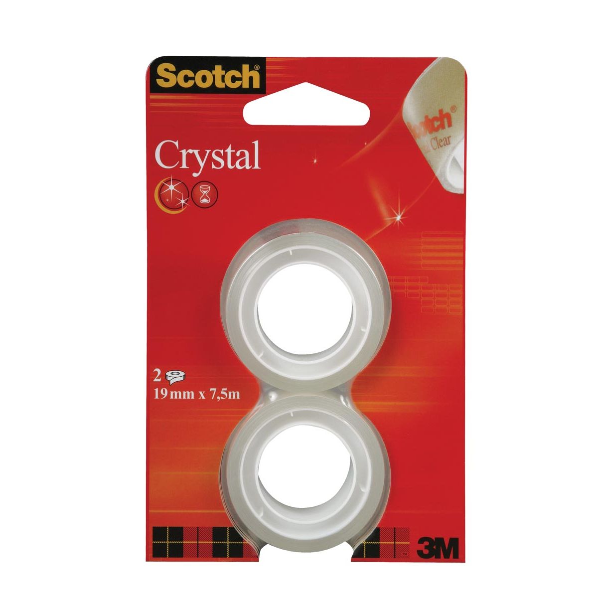 Scotch - Ruban adhésif Crystal ft 19 mm x 7,5 m, blister de 2 rouleaux