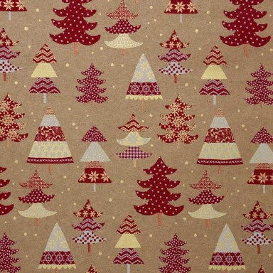 Klika - Cadeaupapier Geschenkpapier Red and white trees on brown 50 cm
