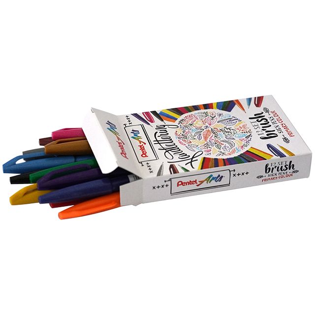 Pentel - Brushpen SES15C Sign Artist couleurs standard assorties 12 pièces