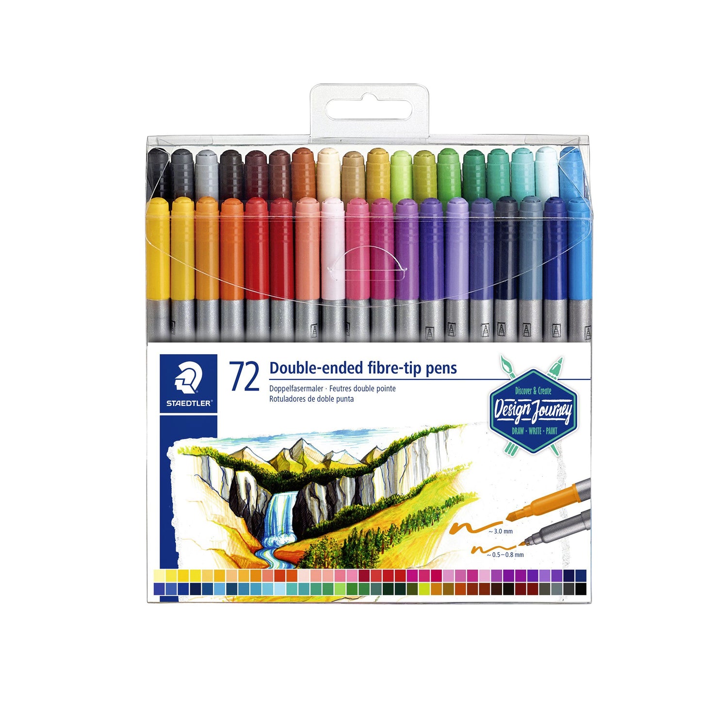 Staedtler - Marqueur couleur 3200 double pointe fine et ultra fine avec 72 couleurs