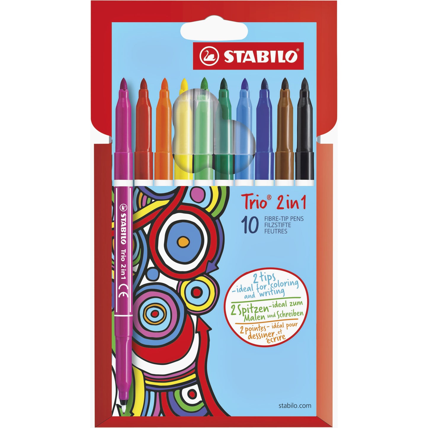 Stabilo - Viltstift Trio 2 in 1 assorti etui à 10 stuks